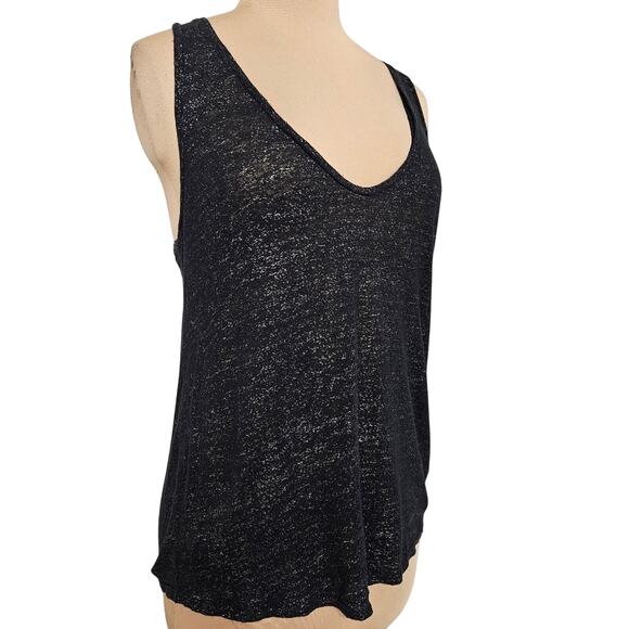 Zadig & Voltaire Black Linen Sheer Racerback Tank Top Butterfly Medium Y2K Goth - Picture 2 of 14